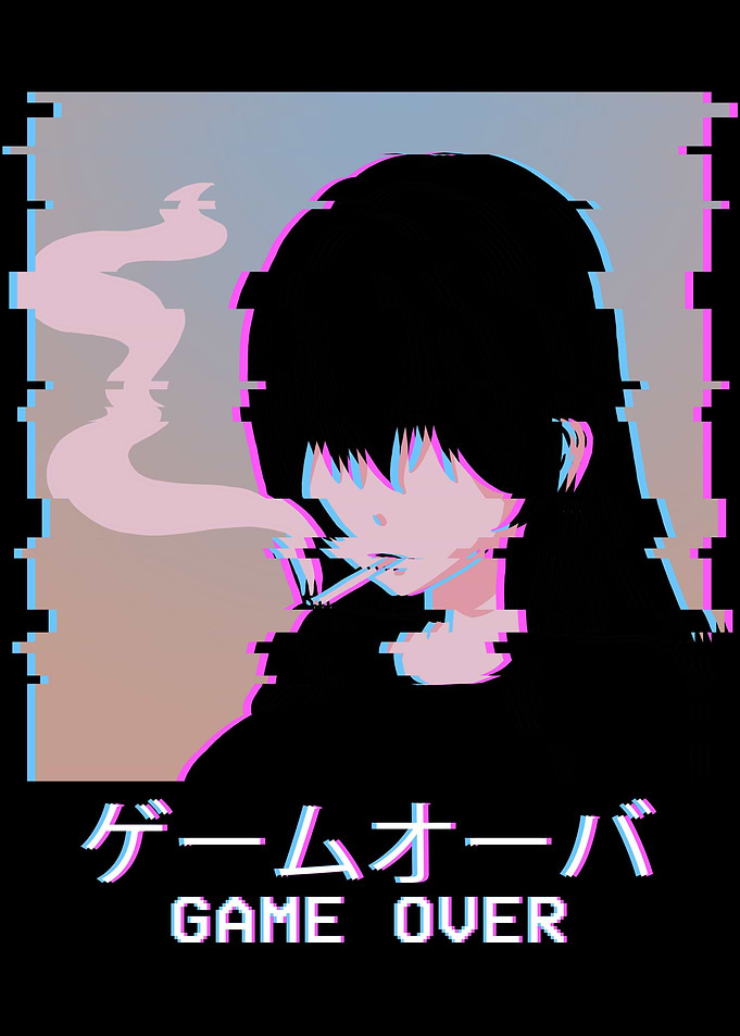 Waifu Anime Girl Smoking