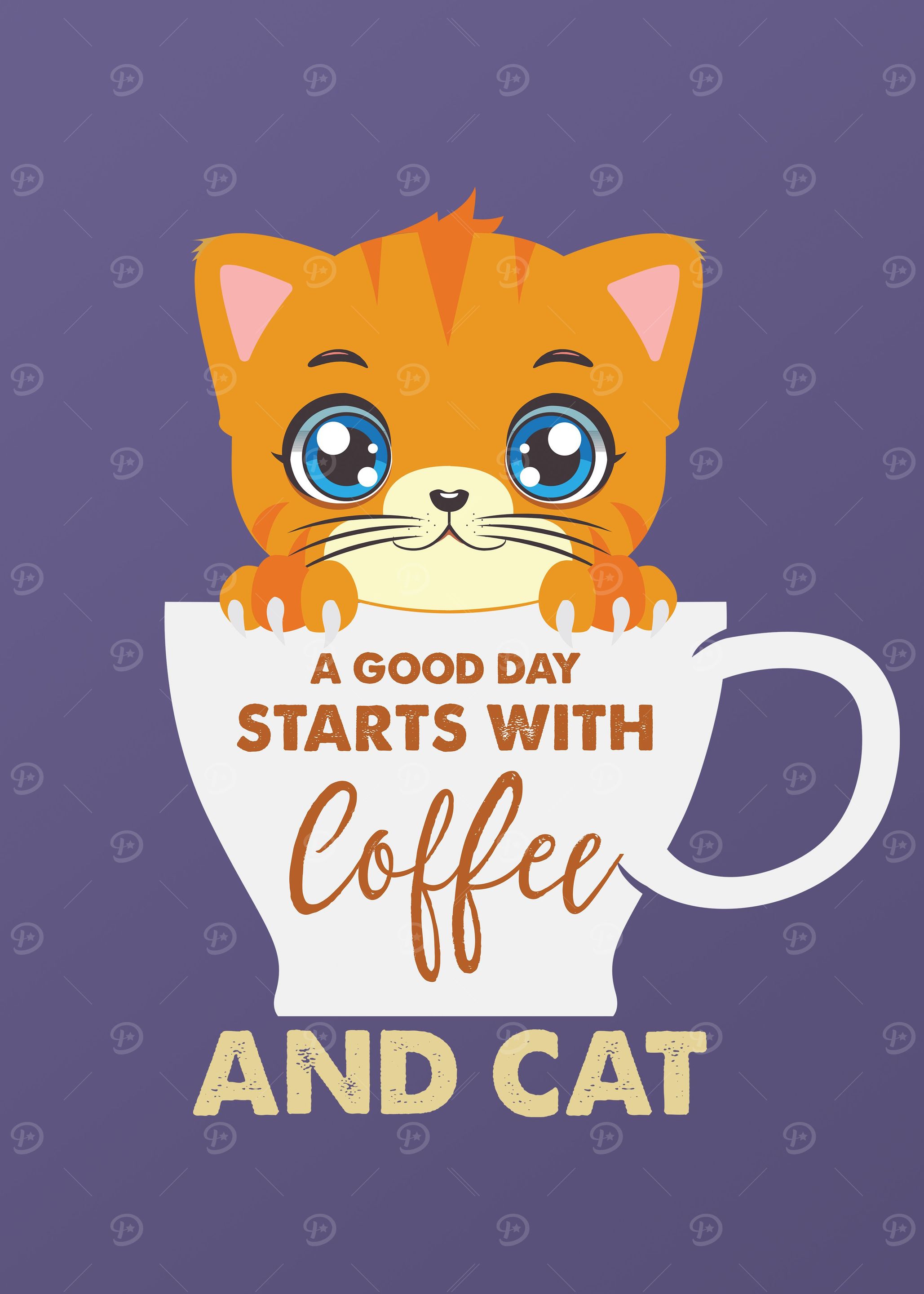 Funny Cartoon Coffee Cat