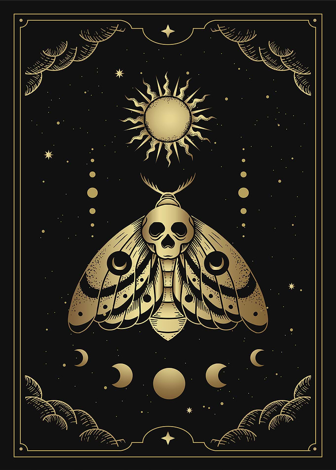 Death moth tarot card