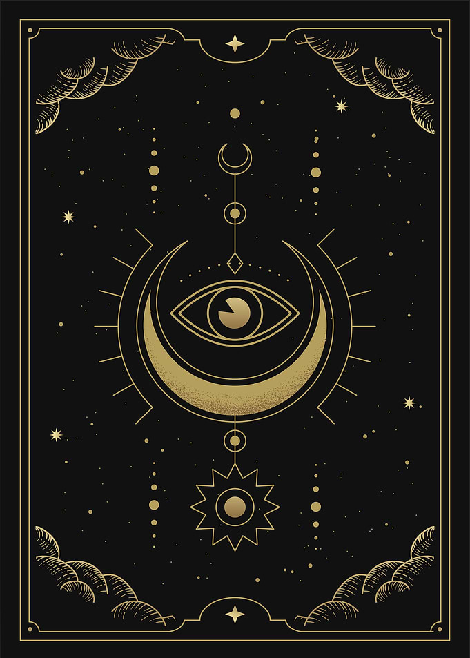 A crescent moon tarot card