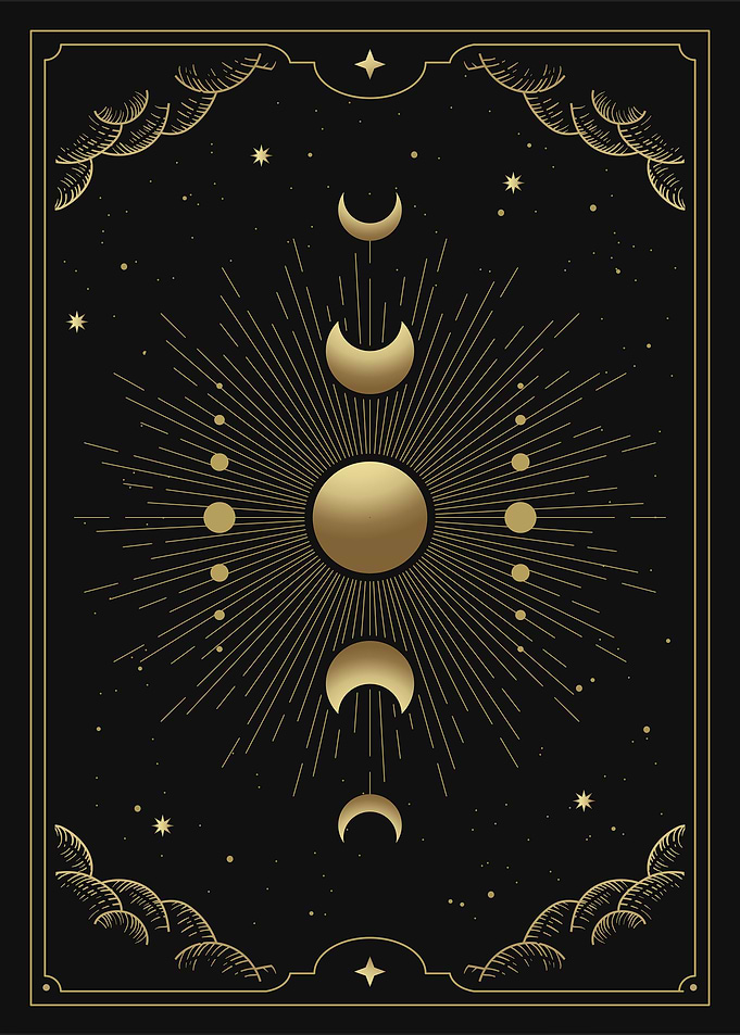 Moon phases in tarot card