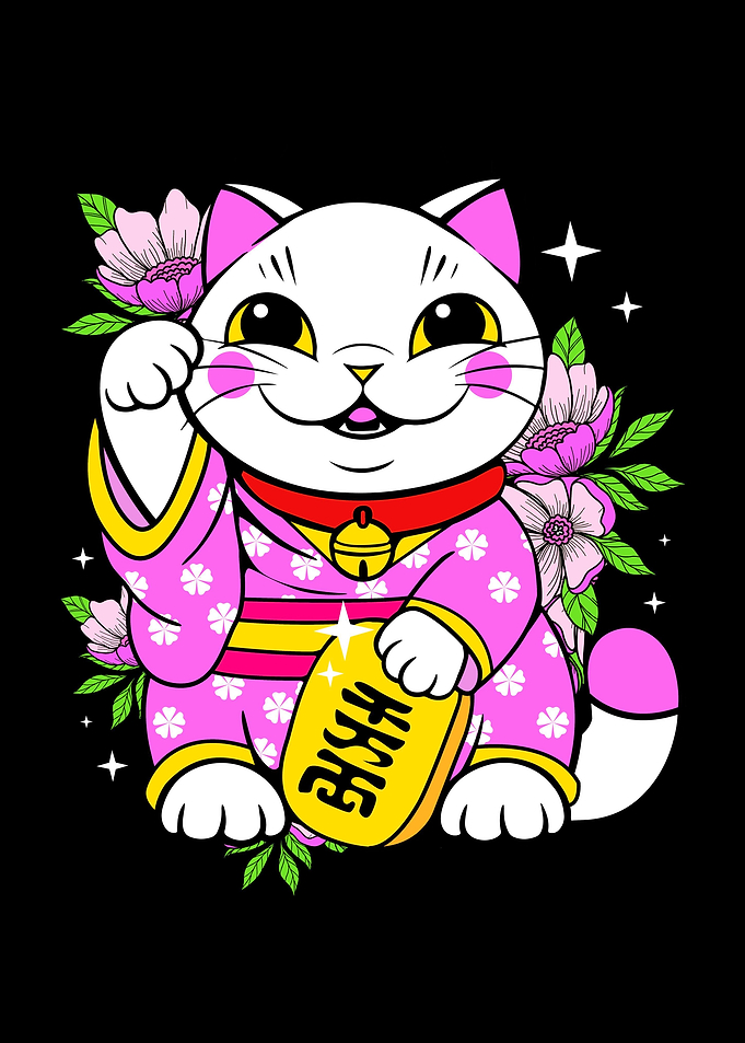 Kimono Flower Maneki Neko