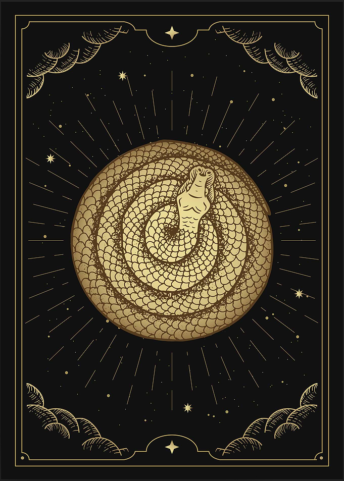 Snake circle in tarot card