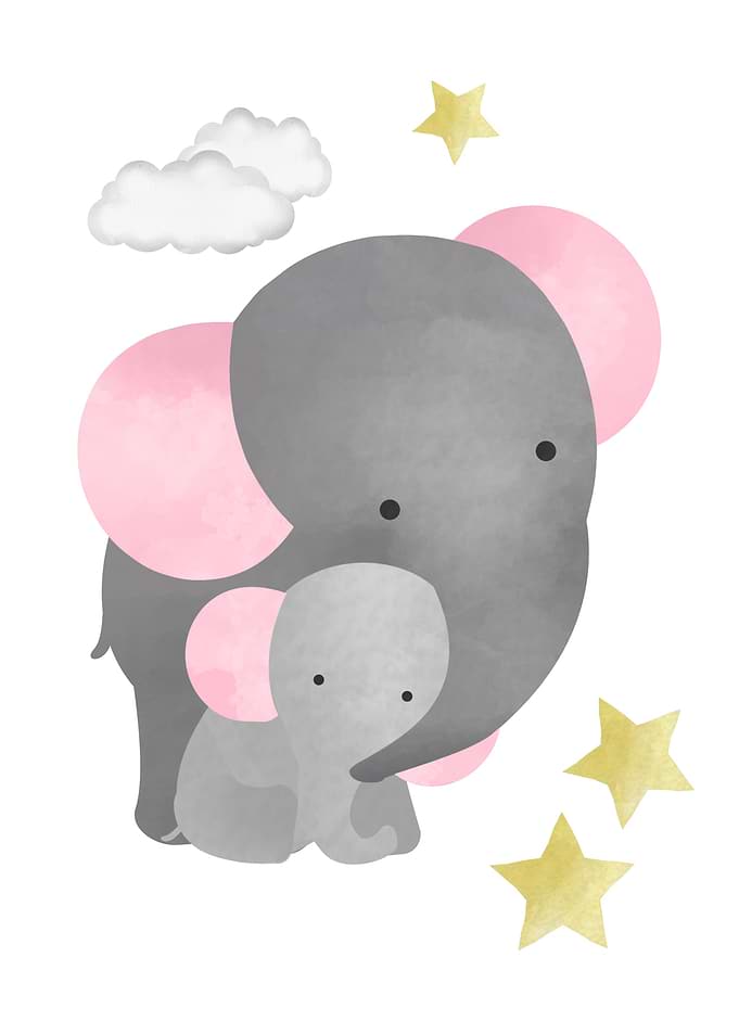 Elephants moon watercolor