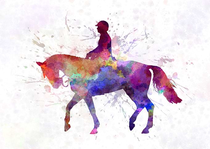 Horse show in watercolor