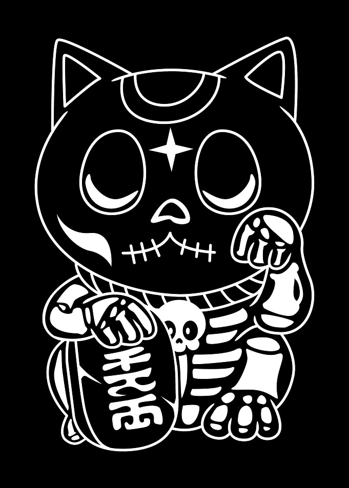 Maneki Neko Skeleton Cat