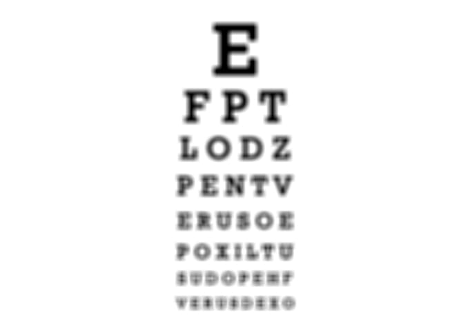 Eye chart blurred defocuse