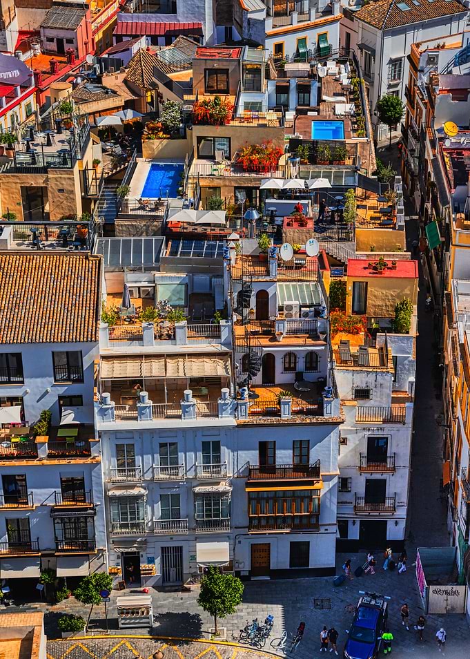 Two rooftop swimming pools