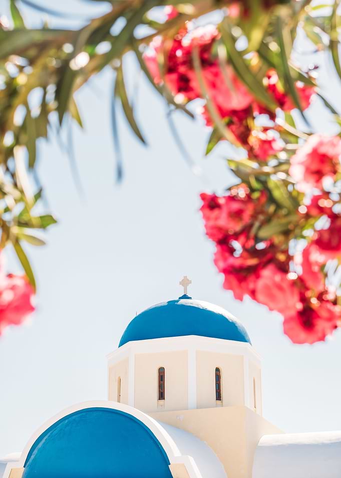 Greek Church and Flowers