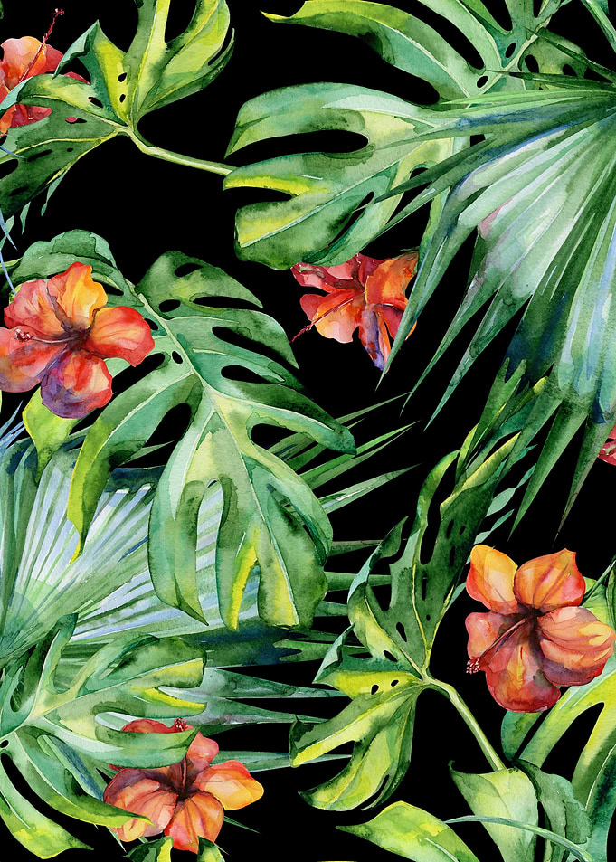 Black Watercolor Trop 03