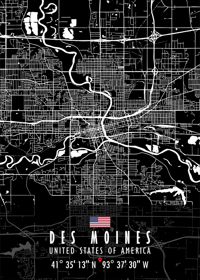 DES MOINES MAP USA
