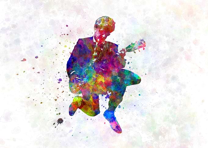 Young man plays the guitar