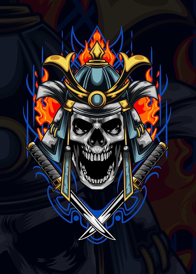Fire Samurai Skull 04