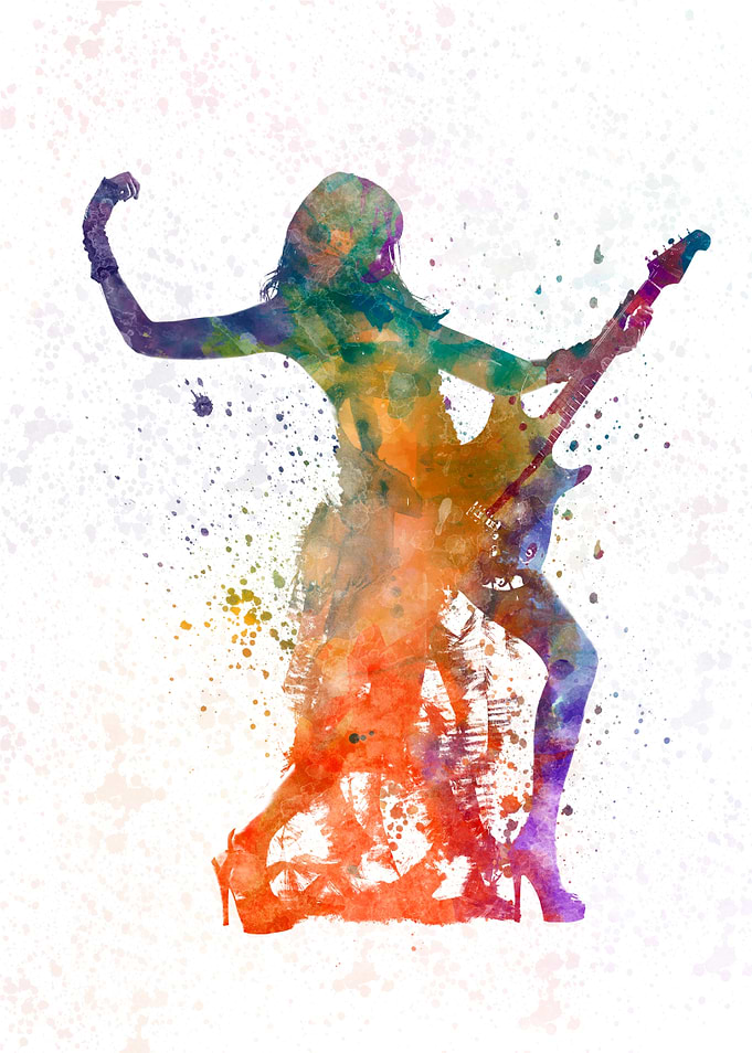 woman playing guitar