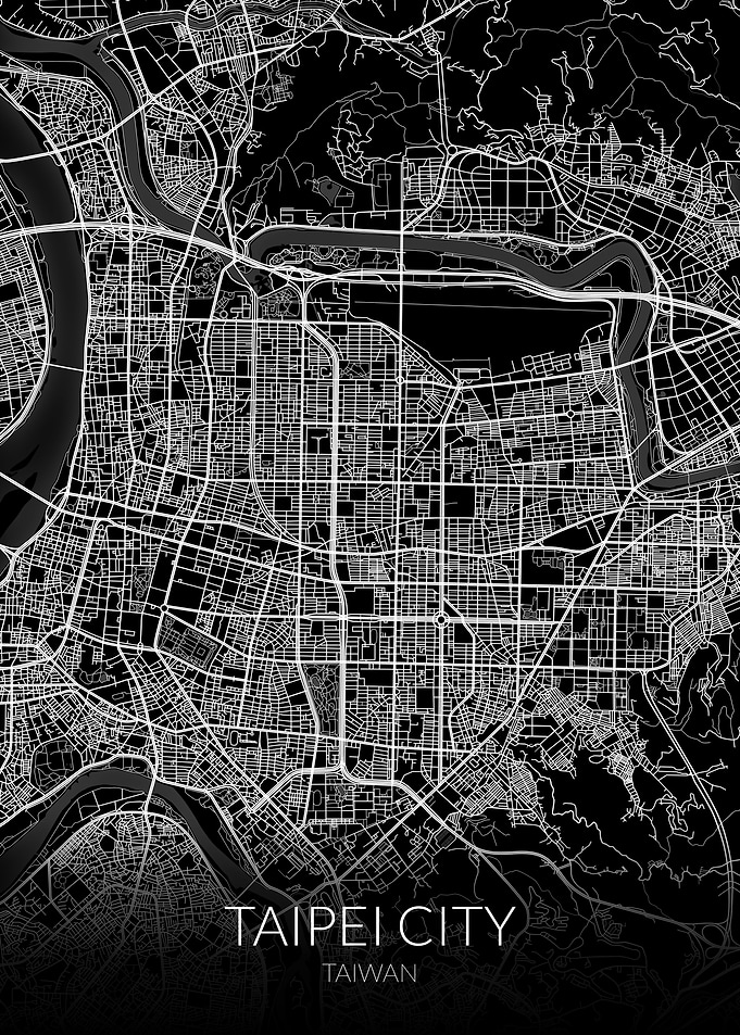 Taipei City Map Black