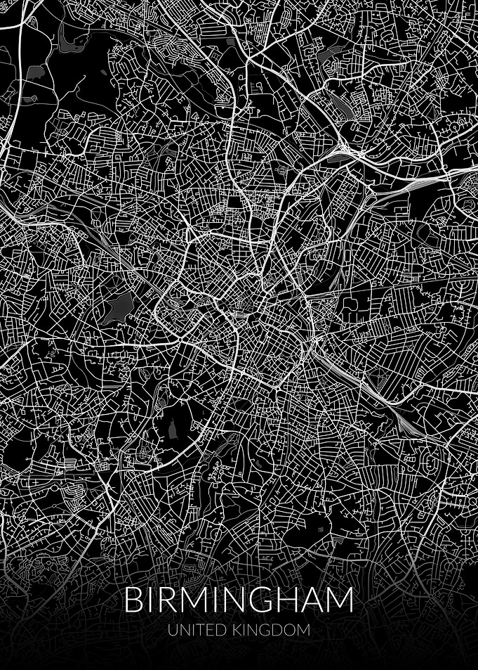 Birmingham Map Black