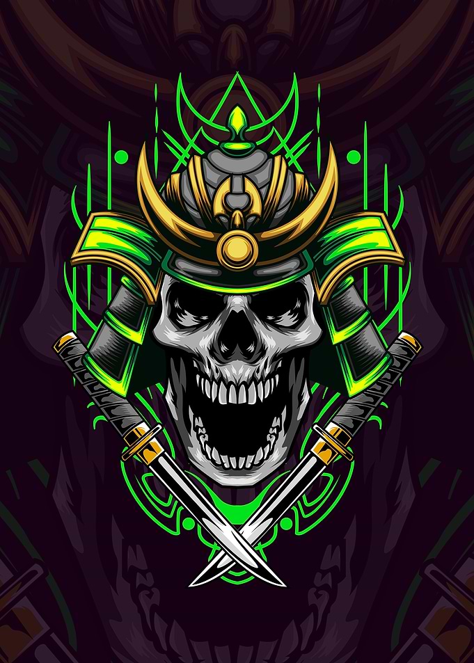 Fire Samurai Skull 05