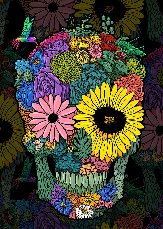 Color Flower skull