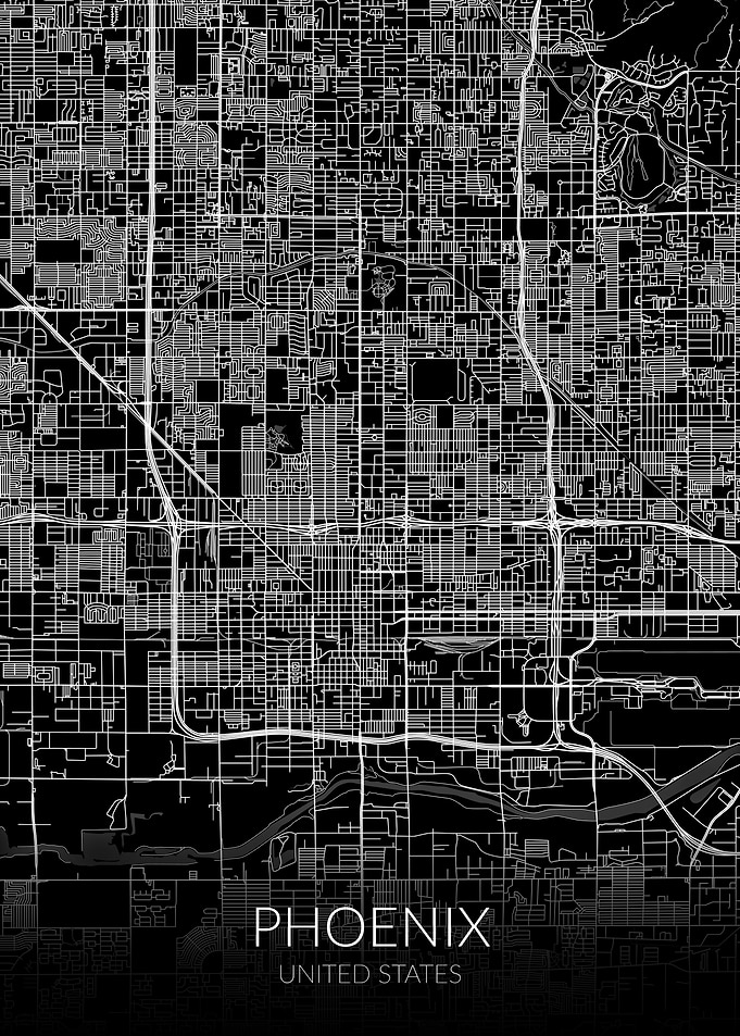 Phoenix Map Black USA