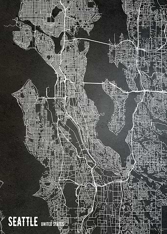 Seattle US Chalkboard map