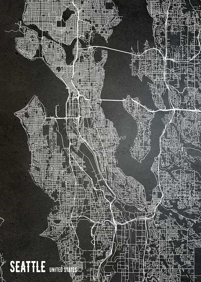 Seattle US Chalkboard map