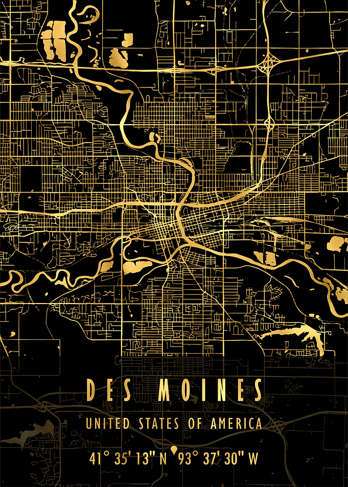 DES MOINES MAP USA