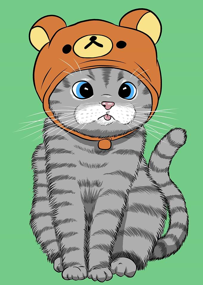Kitten with teddy hat