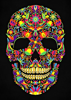 skull flowers gold