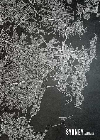 Sidney Chalkboard Map