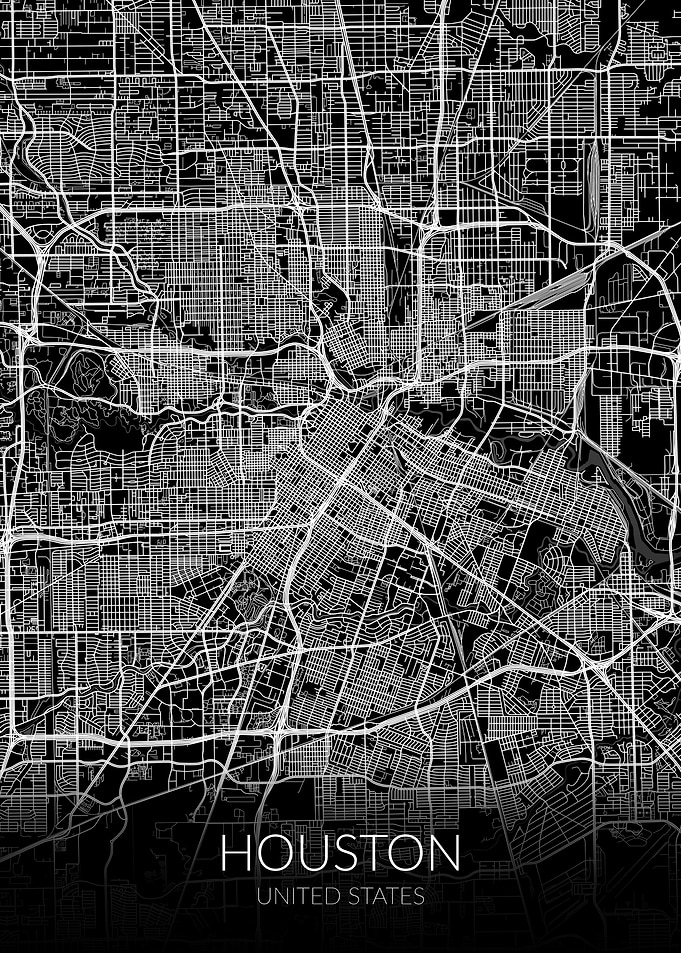 Houston Map Black USA