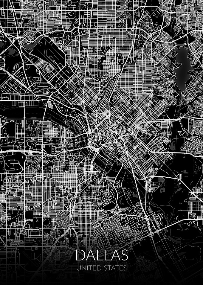 Dallas Map Black USA