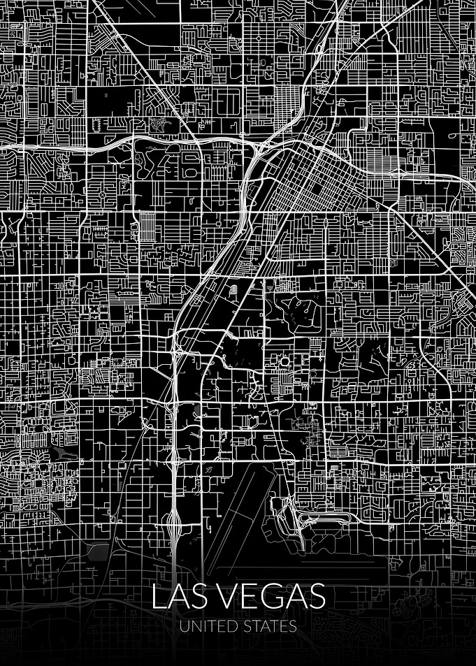 Las Vegas Map Black USA