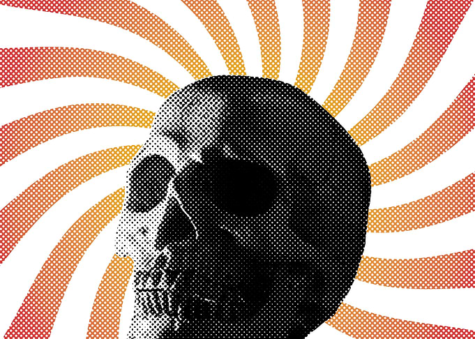 Skull scary halftone spira