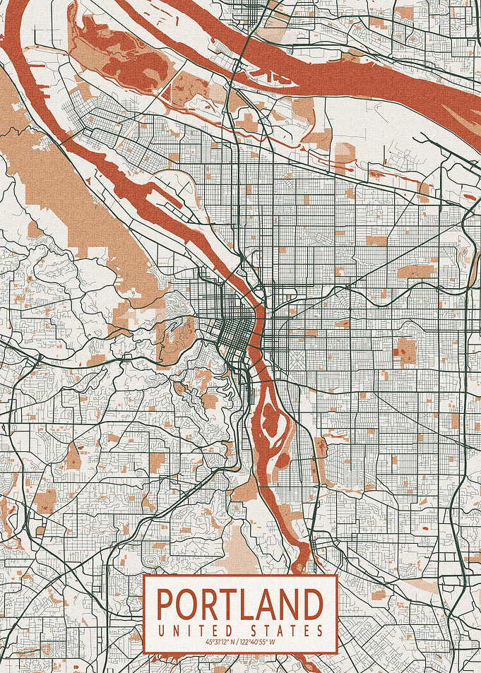 Portland Map Bohemian