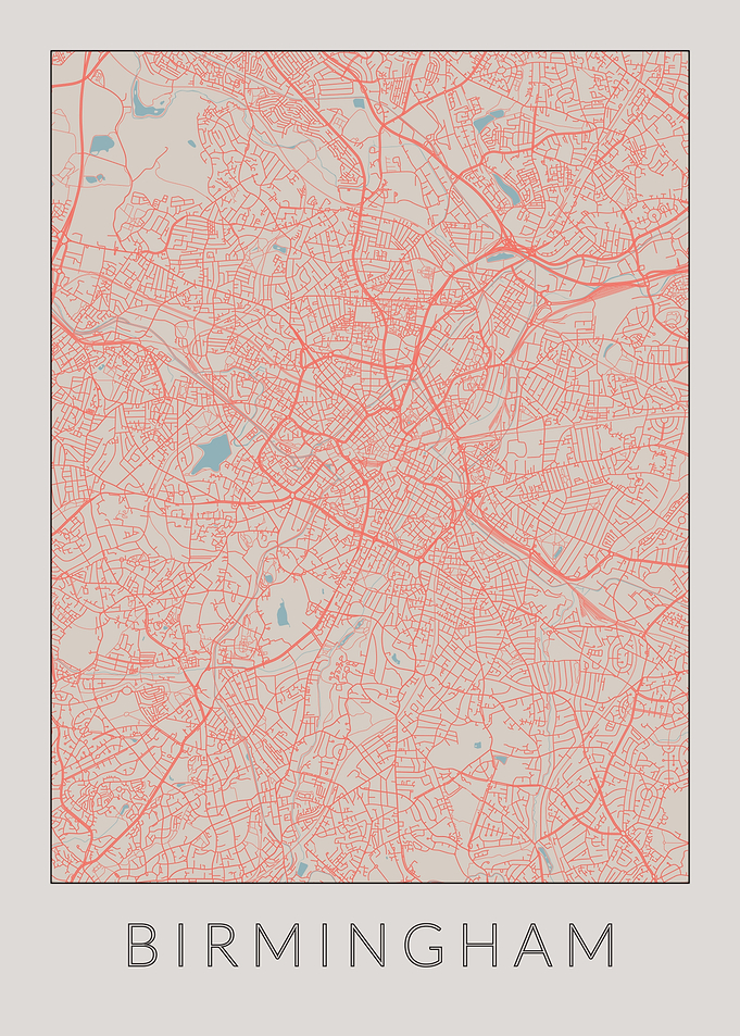 Birmingham Vintage Map