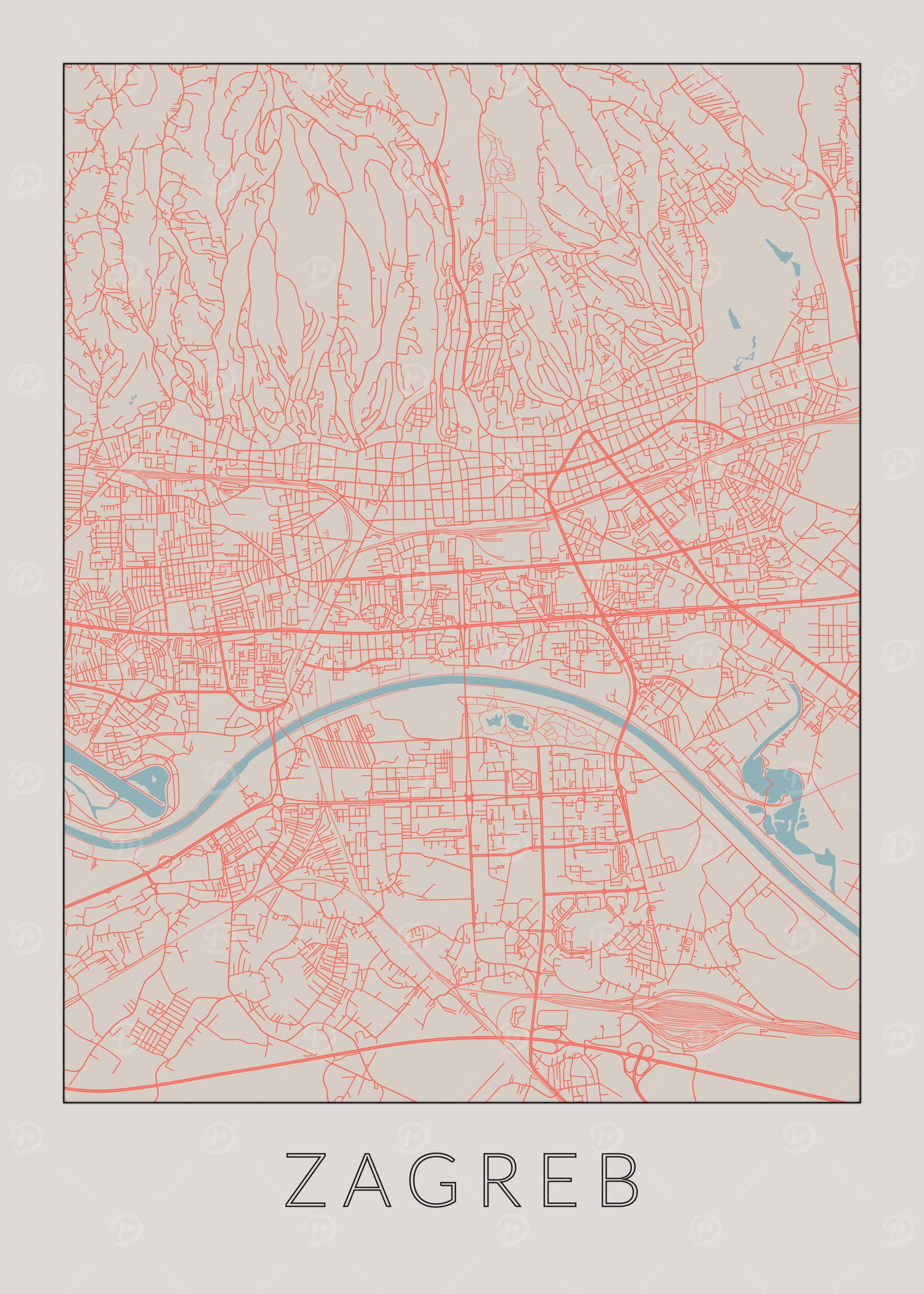 Zagreb Vintage Map