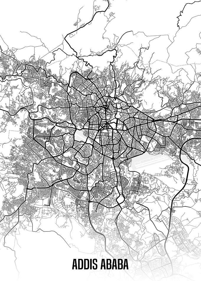 Addis Ababa white map