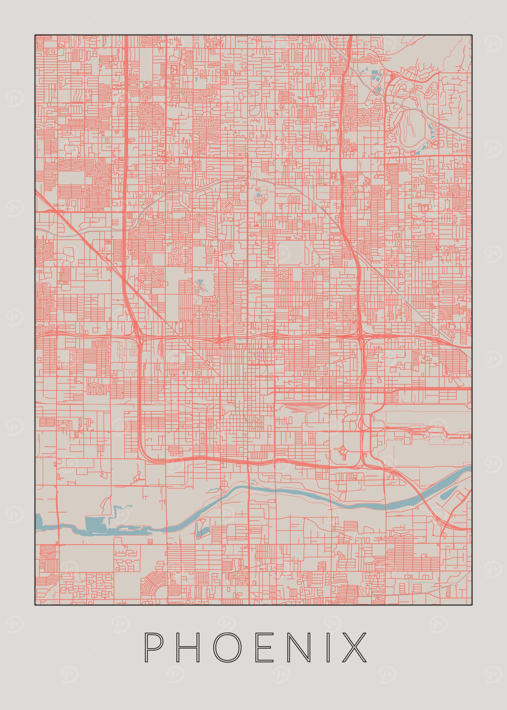 Phoenix Vintage Map USA