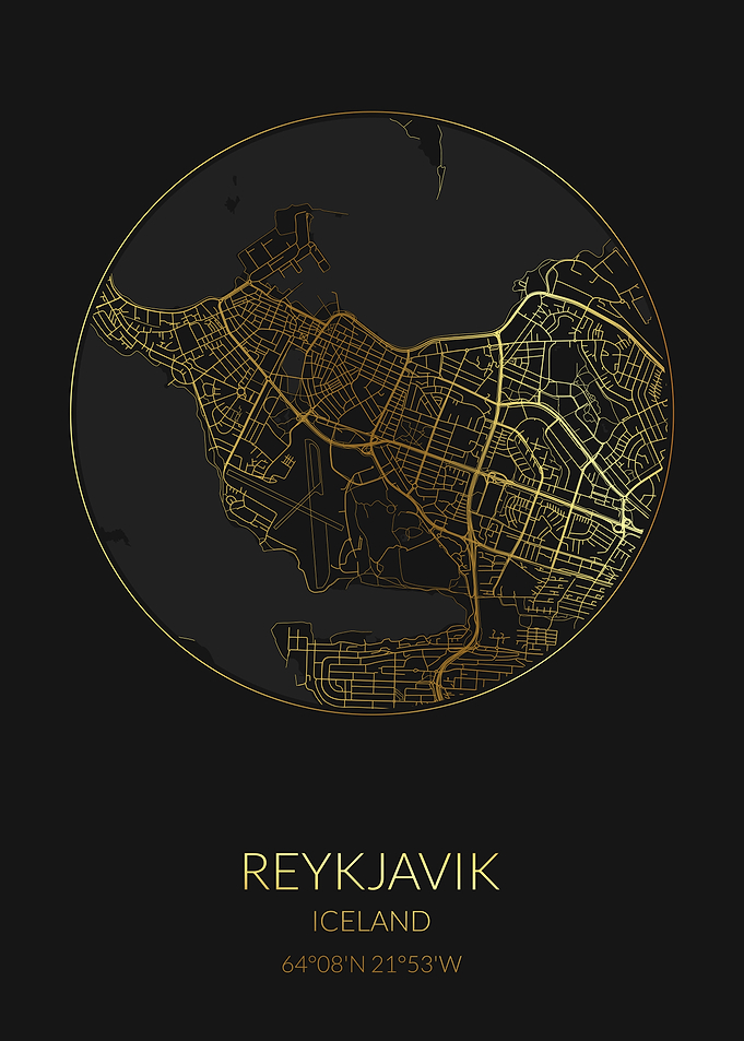 Reykjavik Black Gold Map
