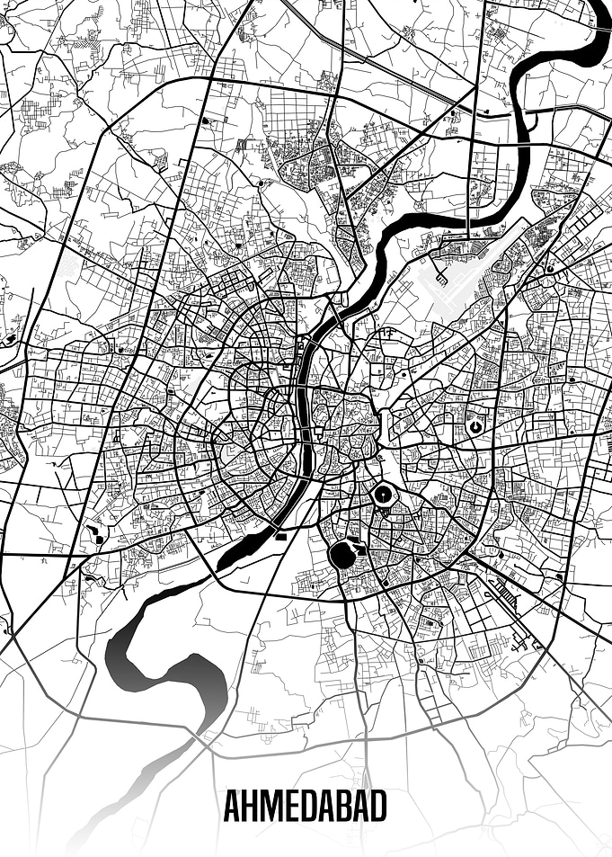 Ahmedabad white map