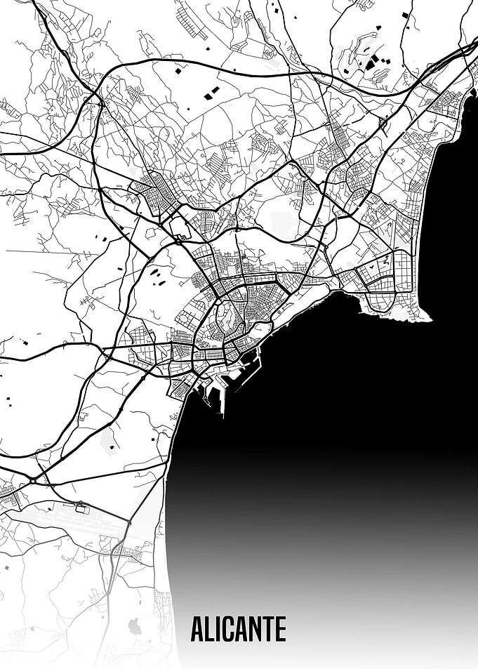 Alicante white map