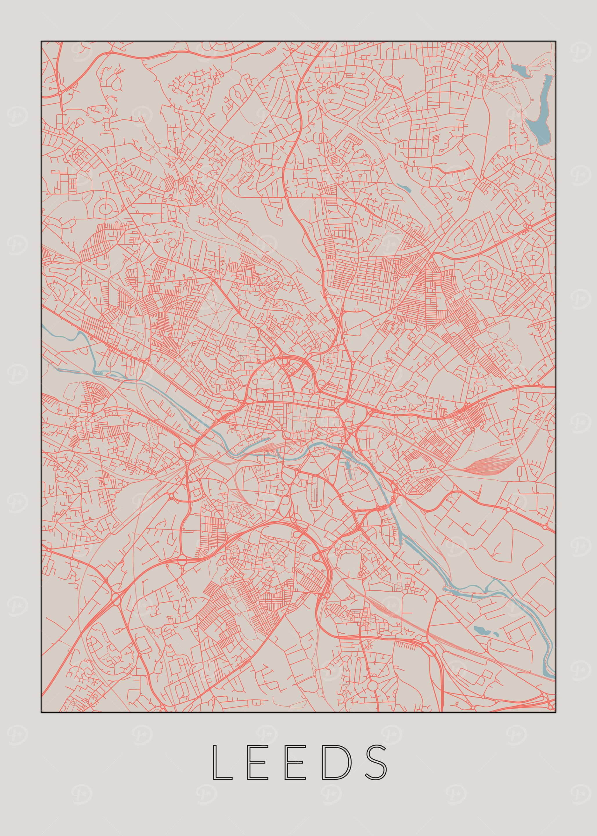 Leeds Vintage Map UK