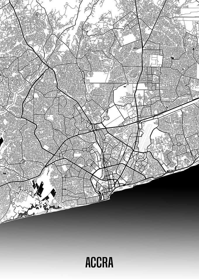 Accra white map