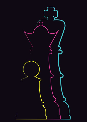 Colorful chess pieces