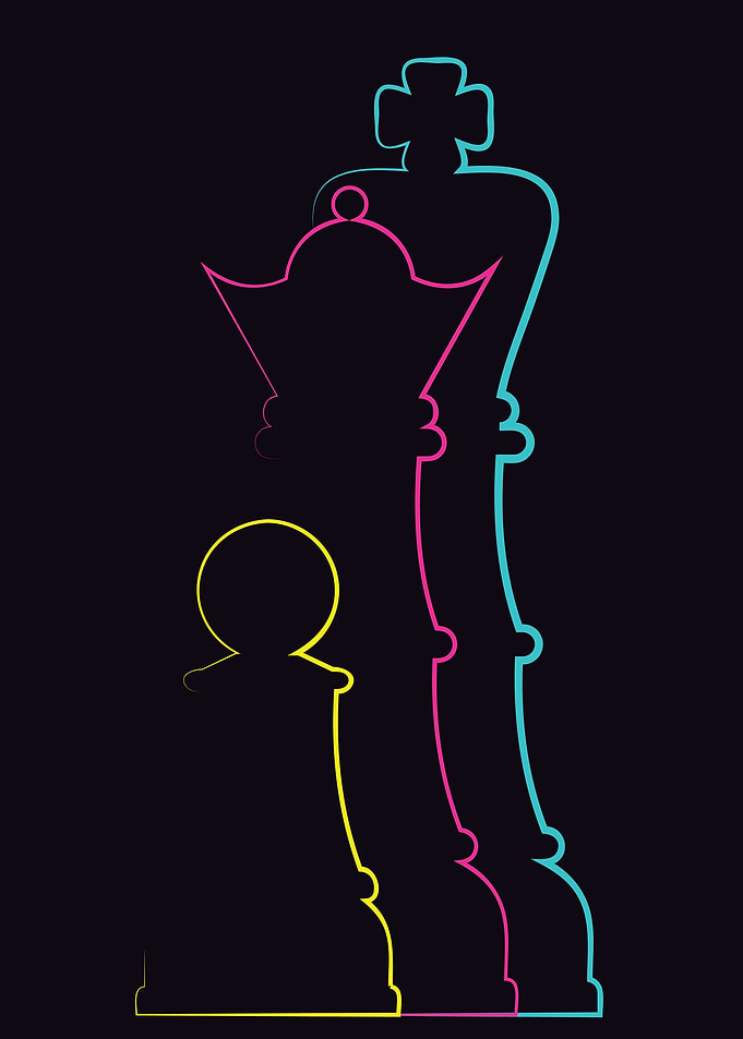 Colorful chess pieces