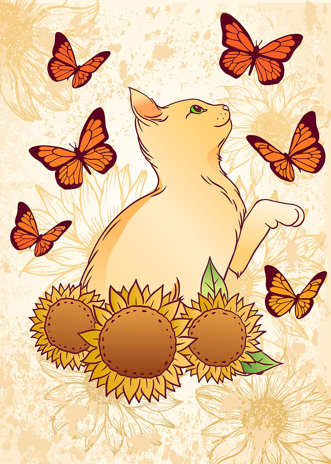 Sunflower Butterfly Cat