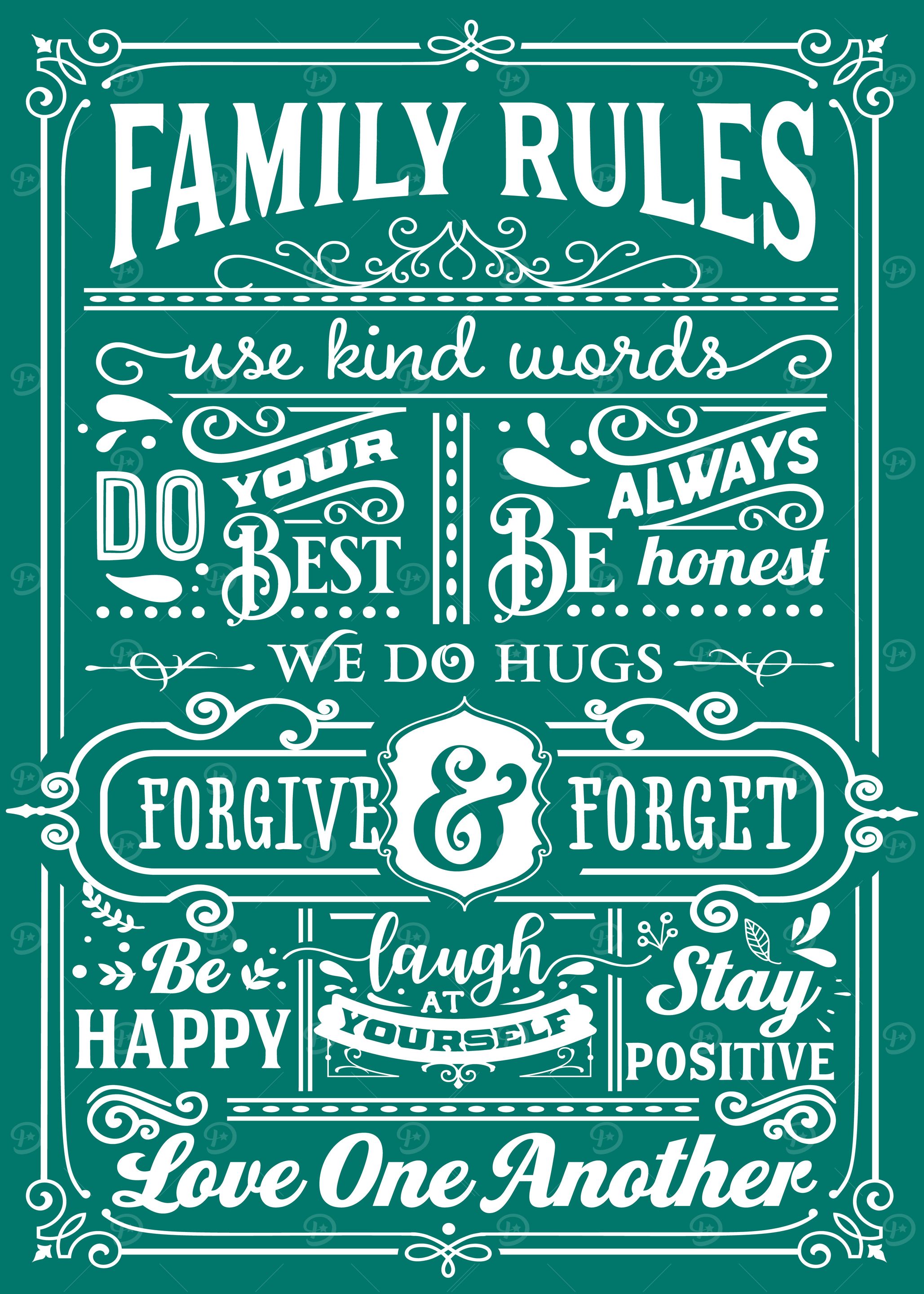 Family Rules Teal