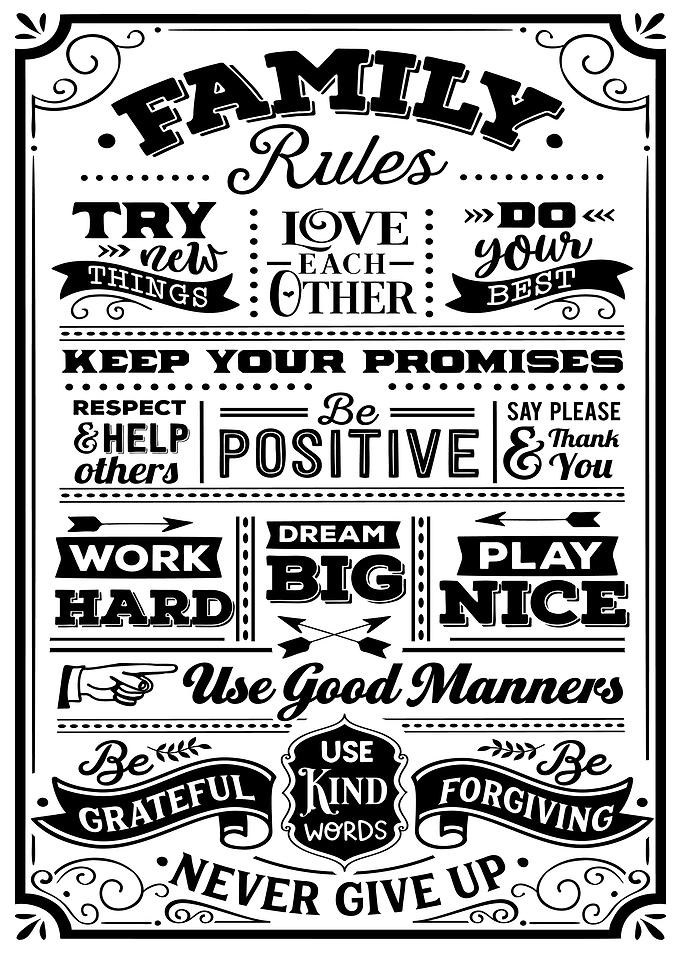 Family Rules White Black