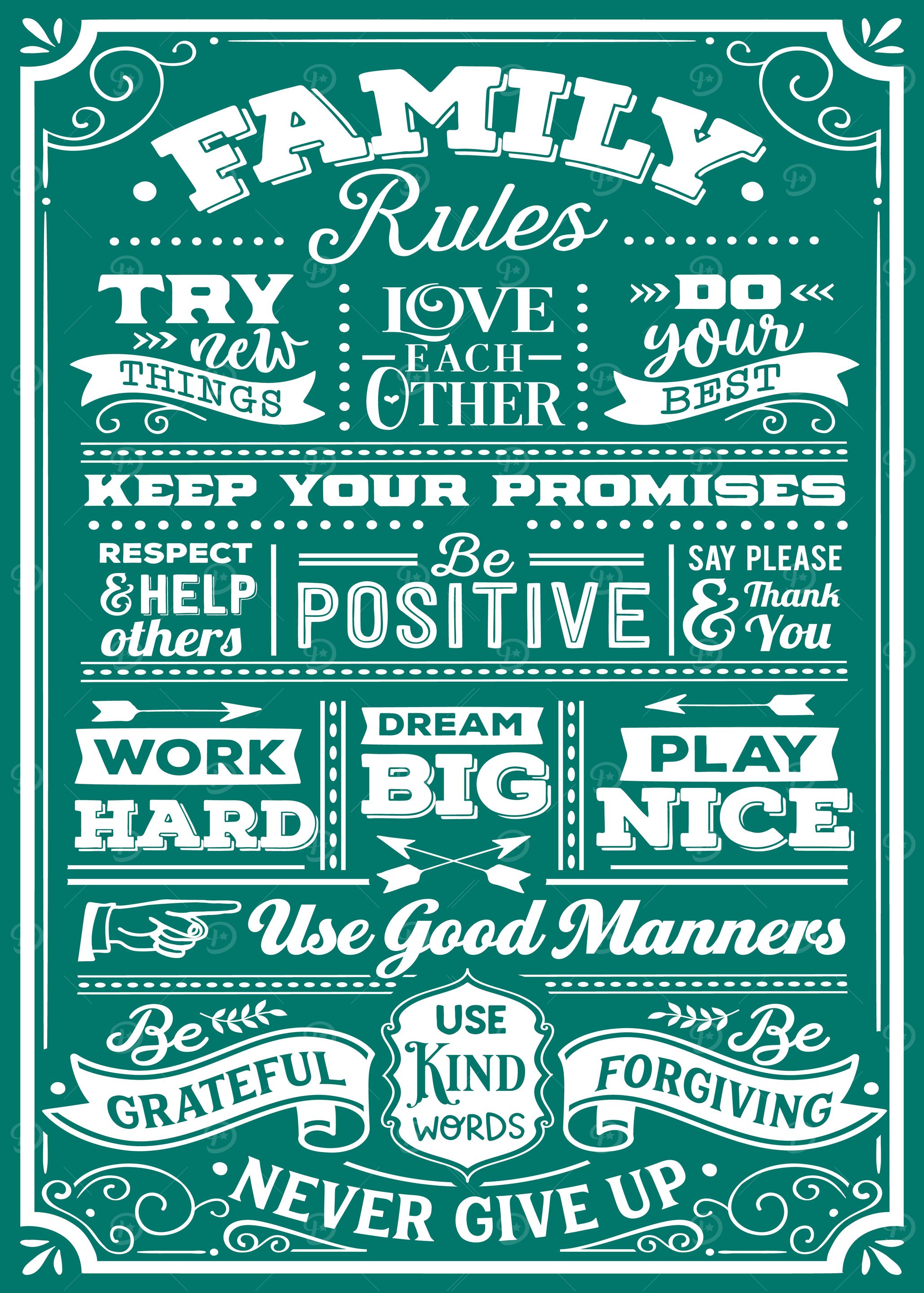 Family Rules Teal