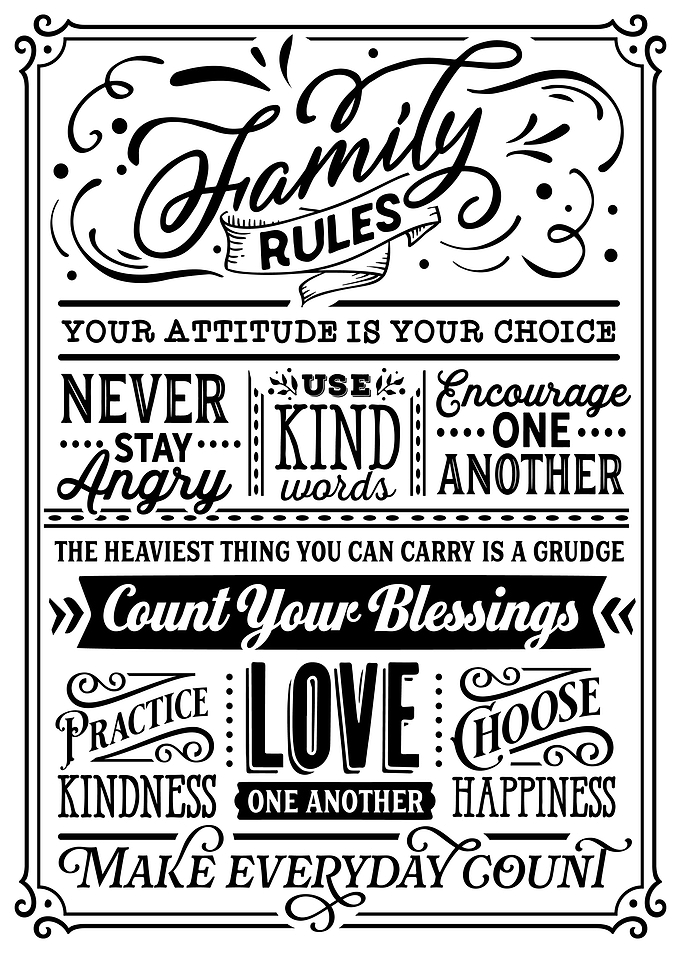 Family Rules White Black